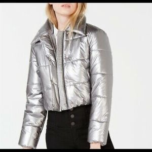 Bar III crop puffer jacket